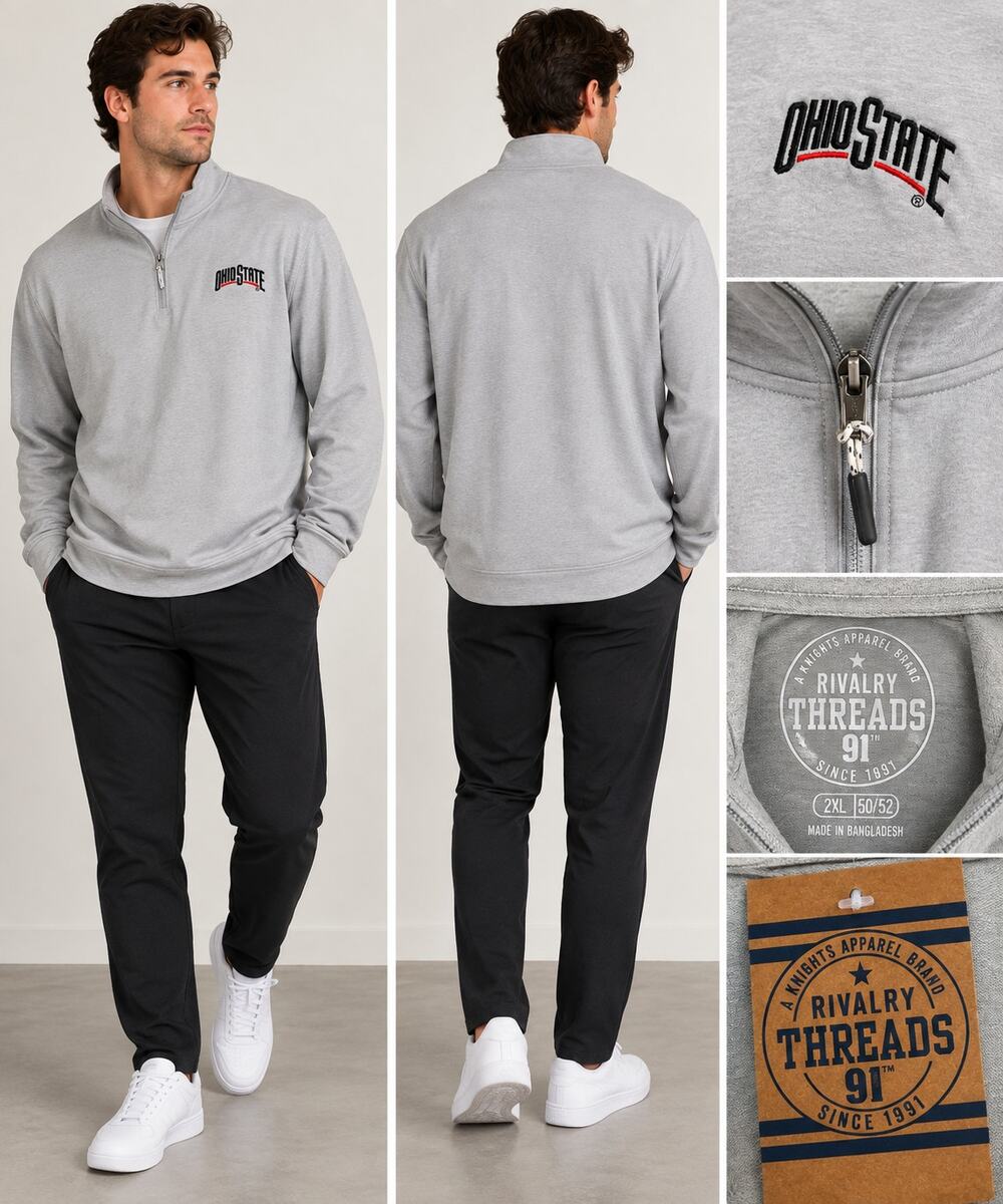 Rivalry Threads 91 Ohio State Buckeyes Gray Quarter Zip Pullover 2XL NWT